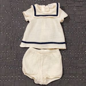 Newborn cotton muslin sailor outfit - two-piece